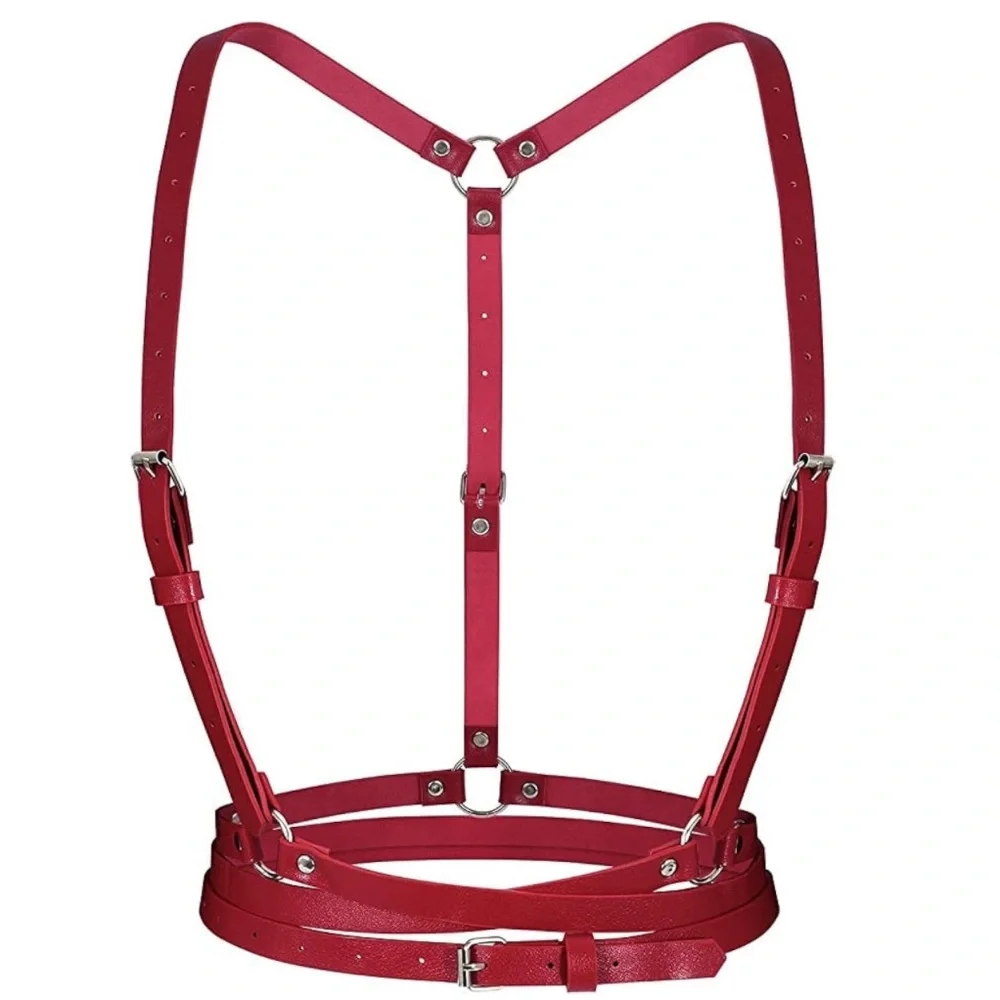 Red Leather Chest Bralette